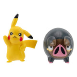 Pokémon Pikachu & Ferkuli Battle Mini Figures Set, 5 cm, from The Battle Figure Pack