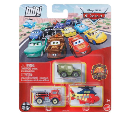 Disney/Pixar Cars Die Cast Metal Mini Racers Sarge, Red & Rotor Turbosky Car 3-Pack