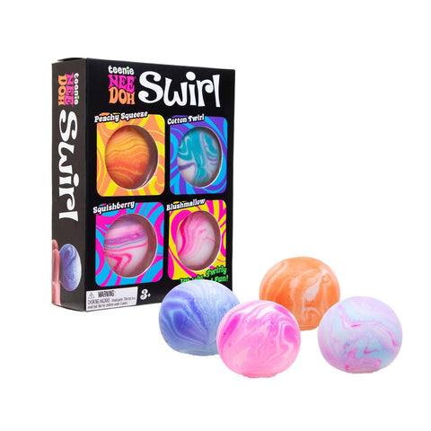 Schylling NeeDoh Teenie Swirl 4 Pack - Sensory Squeeze Toy - 1.5" in Diameter - Colors May Vary