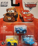 Disney Cars Mini Racers 3 Pack Sponsored by Dino Rotor Turbosky, Dinoco Cruz Ramirez, Dinoco Lightning McQueen