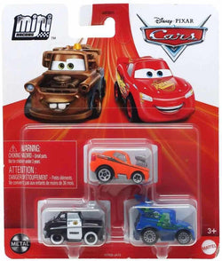 Disney Pixar Cars Mini Racers (Snot Rod - DJ - Sheriff) 3 Pack Minis New