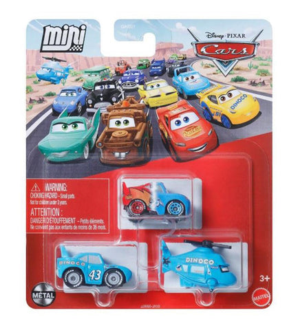 Pixar Cars Die Cast Metal Mini Racers Transforming Lighting McQueen, Rotor Turbosky & Strip Weathers -The King