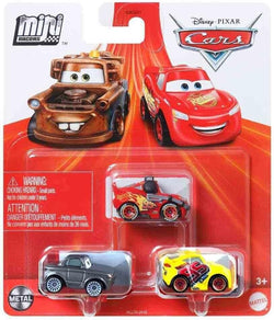 Disney Pixar Cars Mini Racers 3 Pack (Rusteze Cruz Ramirez - Sterling - Lightning McQueen with Headset)