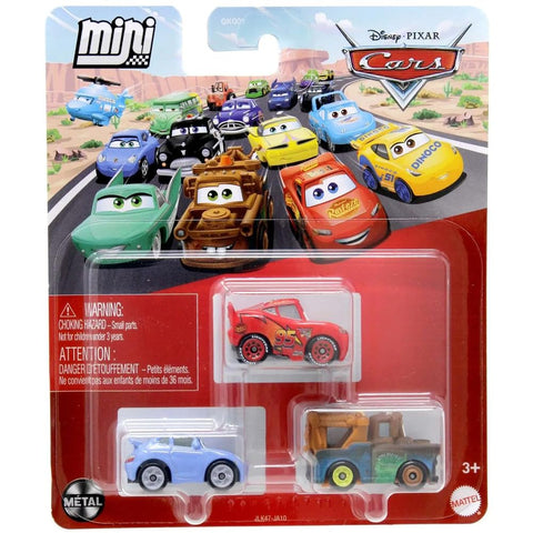 Pixar Cars Die Cast Metal Mini Racers Sally, McQueen & Mater Car 3-Pack