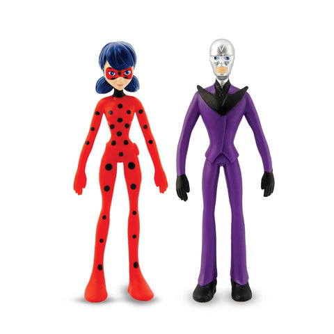 Bend-Ems - Miraculous Transformation Pack Miraculous Superheroes Flexible Action Figures Poseable Bendable Toys for Kids Toy Gift Durable Collectible Toy for Kids Ages 3+