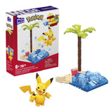 MEGA Pokemon Action Figure Building Toys Set, Pikachu's Beach Splash with 79 Pieces