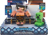 Mattel Minecraft Legends Action Figure 2-Pack, Creeper vs Piglin Bruiser Set, Attack & React Collectible Toys, 3.25-inch Scale