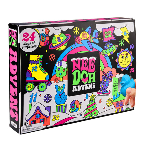 Schylling NeeDoh Squishmas Advent Calendar - 24 Mini Squeeze Toys - Christmas Countdown - Age 3+ (Pack of 1)