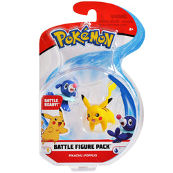 Pokemon 2 Inch Battle Action Figure 2-Pack, includes 2" Pikachu and 2" Popplio (95001)