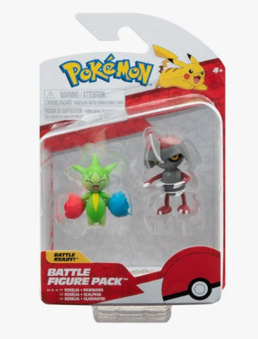 Pokemon Battle Figure 2 Pack - Features 2 inch Pawniard & Roselia