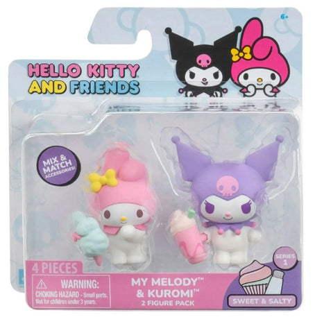 Hello Kitty® and Friends 2 Inch Figure Sweet & Salty 2 Figure Pack, My Melody & Kuromi