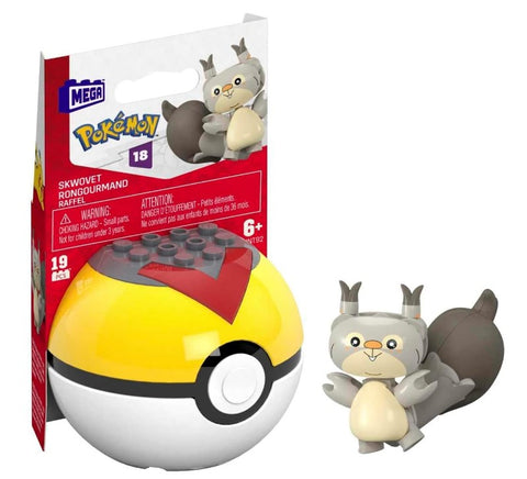MEGA Pokemon Skwovet Building Toy Kit, Poseable Action Figure with Poke Ball 19 Pieces