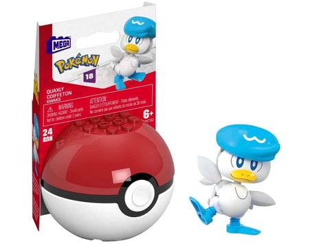 MEGA Pokemon Quaxly Building Toy Kit, Poseable Action Figure with Poke Ball 24 Pc