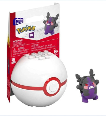 MEGA Pokemon Morpeko Building Toy Kit Figure with Poke Ball 16 Pc