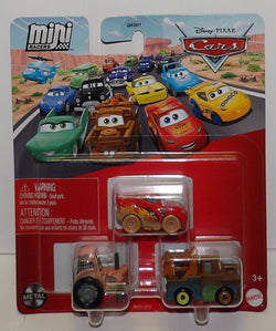 Disney Pixar Cars Mini Racers ~ TRACTOR, MUDDY LIGHTNING, MATER ~ 3-Pack