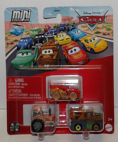 Disney Pixar Cars Mini Racers ~ TRACTOR, MUDDY LIGHTNING, MATER ~ 3-Pack