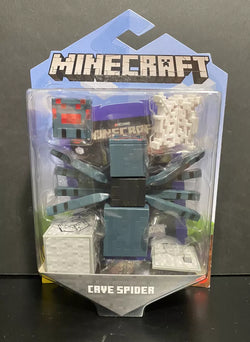 2019 Minecraft Comic Maker Action Figure: CAVE SPIDER (w/ Cobweb & Wool Block)