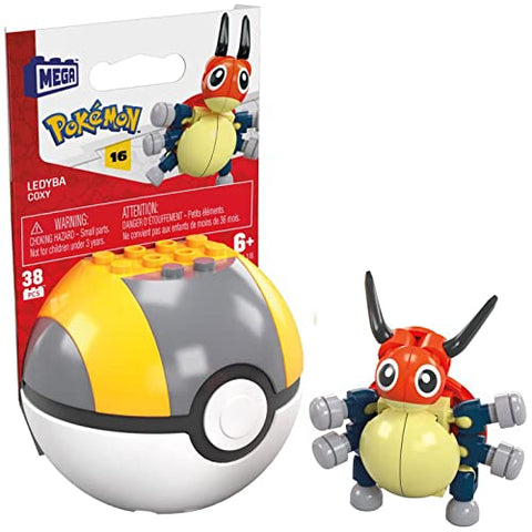 MEGA Pokemon Ledyba Building Set with 38 Compatible Bricks and Pieces and Poke Ball, Toy Gift Set for Ages 6 and up
